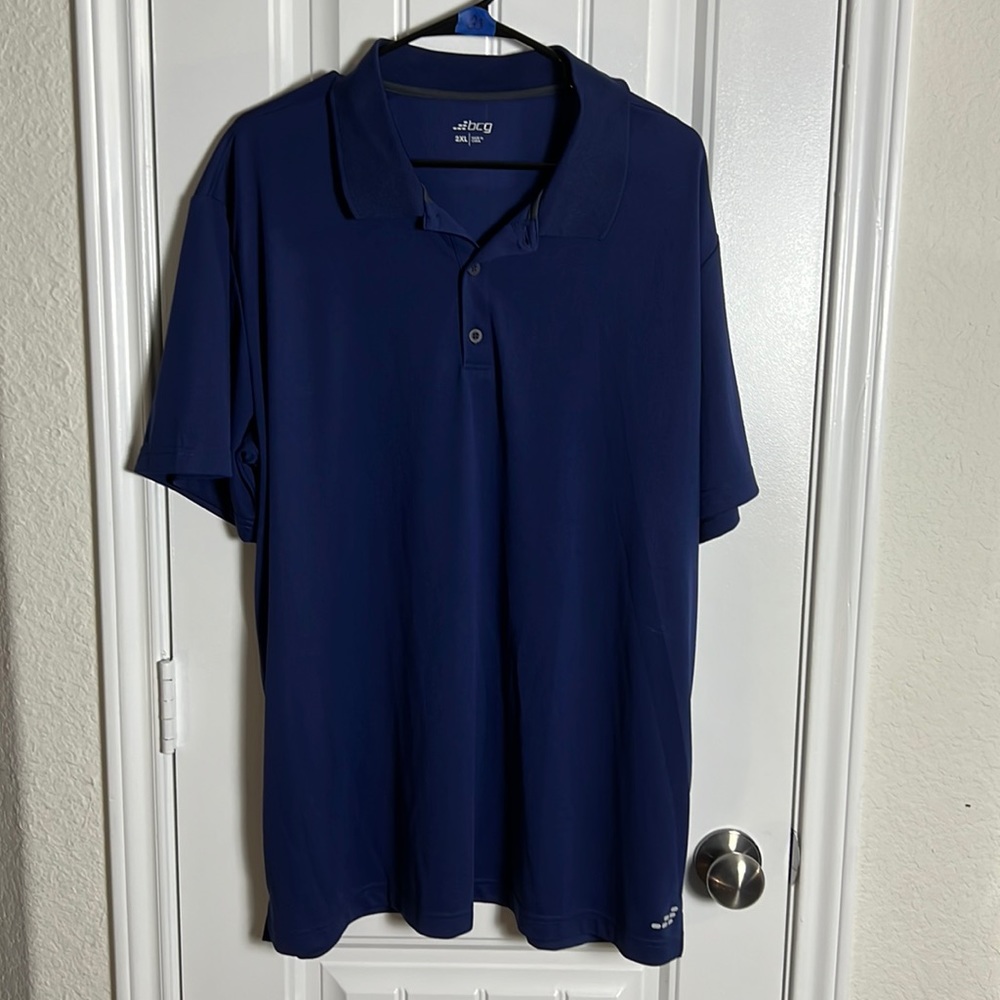 BCG Mens Coaches Polo medieval blue collard dri fit NEW WITH TAGS